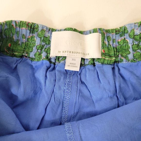 Anthropologie Simone Tiered Rayon Linen Shorts Green Botanical Print - Picture 3 of 5